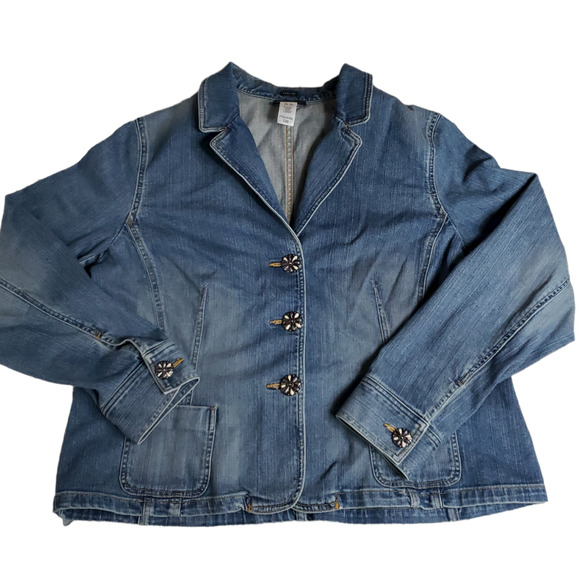 Jones New York Sport Premium Denim Stretch Jean Blazer -  XL - Picture 1 of 11